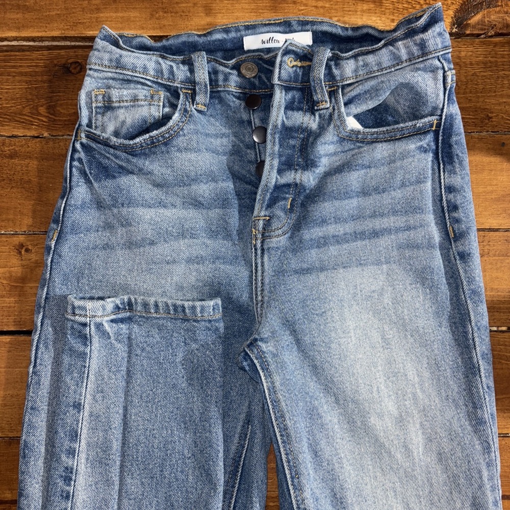 Willow‎ & Root Mom Jeans Womens 24x28 Blue High Rise Button Fly Boho Classic